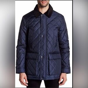 Cole Haan Men’s Blue Quilted Barn Jacket size XL With Corduroy Details